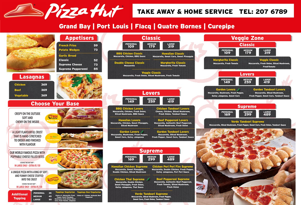 pizza hut menu with prices